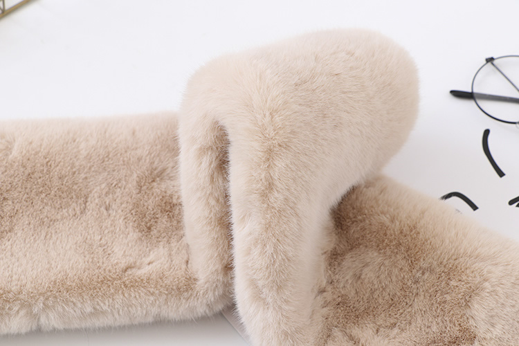 Fashion Light Brown Letter Patch Solid Color Imitation Mink Fur Collar,knitting Wool Scaves