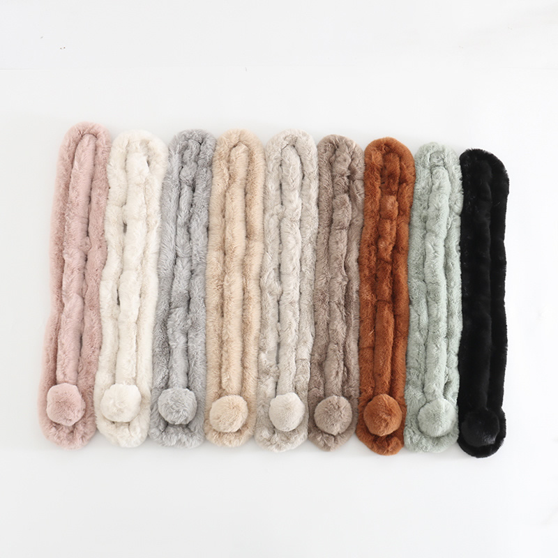 Fashion Apricot Single Ball Three-tube Imitation Rabbit Fur Solid Color Collar,knitting Wool Scaves
