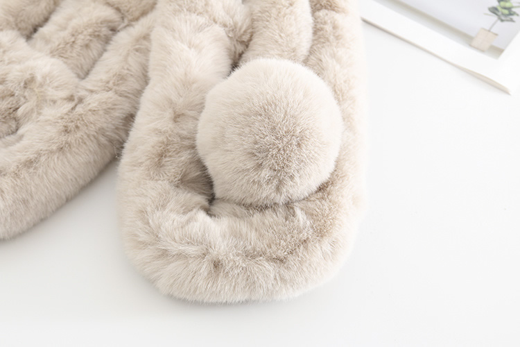 Fashion Creamy-white Single Ball Three-tube Imitation Rabbit Fur Solid Color Collar,knitting Wool Scaves