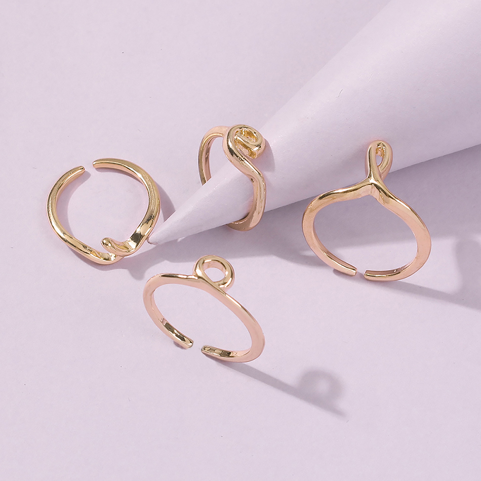 Fashion Gold Color 4-piece Alloy Cross Geometric Ring,Fashion Rings