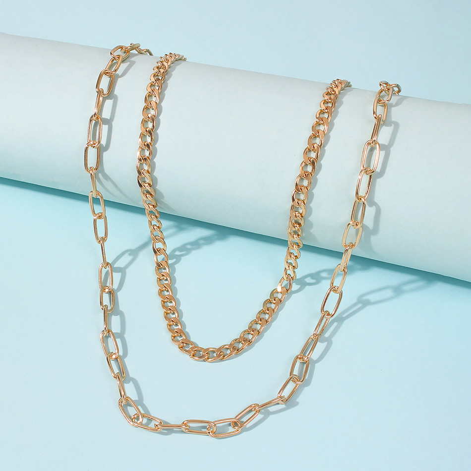 Fashion Gold Color Alloy Double Chain Necklace,Multi Strand Necklaces