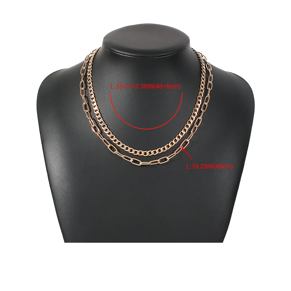 Fashion Gold Color Alloy Double Chain Necklace,Multi Strand Necklaces
