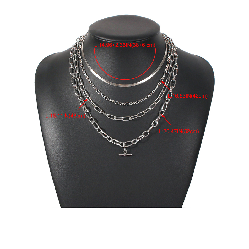 Fashion White K Alloy Snake Bone Chain Multilayer Necklace,Multi Strand Necklaces