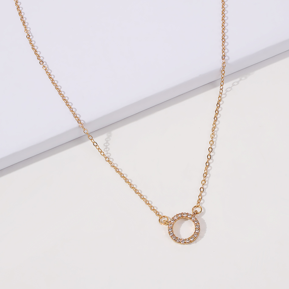 Fashion Gold Color Alloy Diamond Ring Hollow Necklace,Pendants