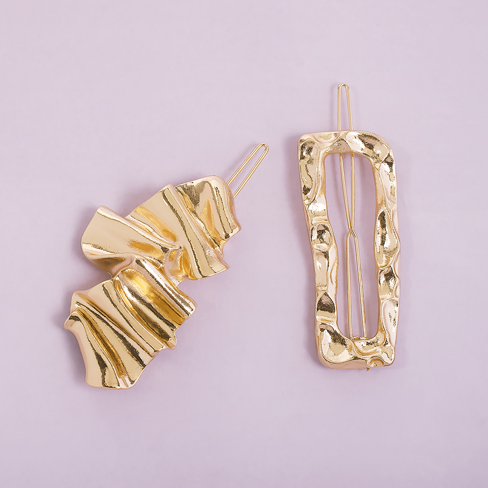 Fashion Gold Color Alloy Geometric Wave Pattern Hollow Hairpin Set,Hairpins