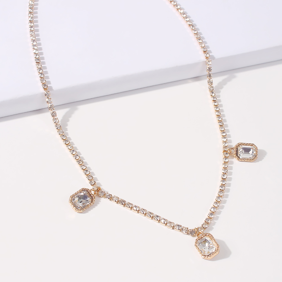 Fashion Gold Color Alloy Diamond Geometric Necklace,Pendants