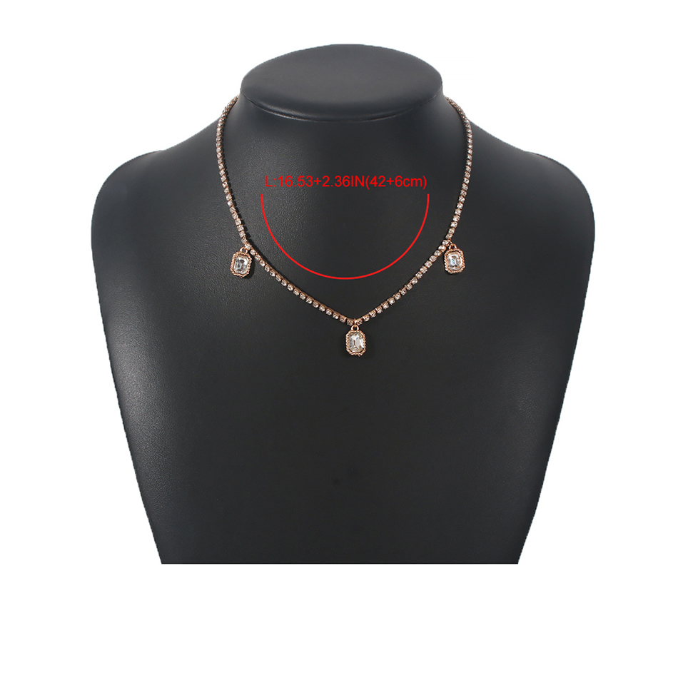 Fashion Gold Color Alloy Diamond Geometric Necklace,Pendants