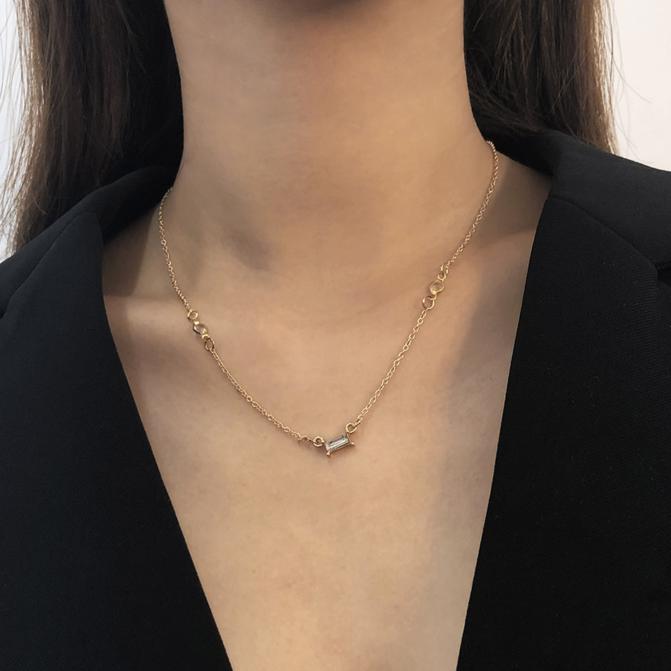 Fashion Gold Color Alloy Geometric Thin Chain Necklace,Pendants