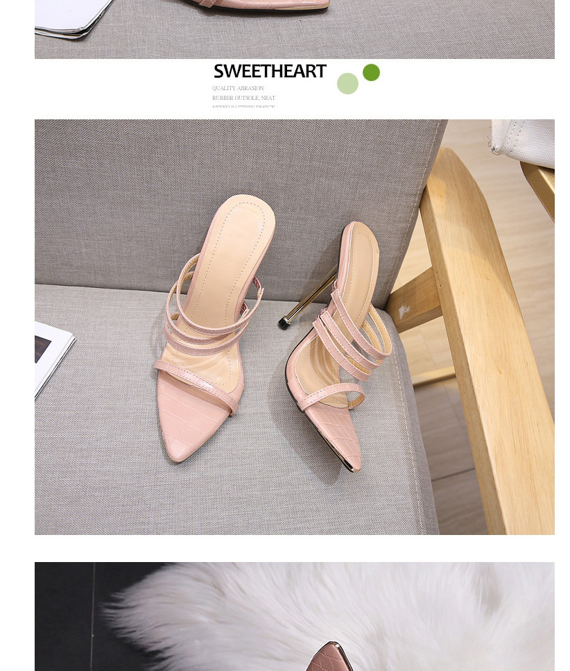 Fashion White Strap-on-toe Stiletto Slippers,Slippers