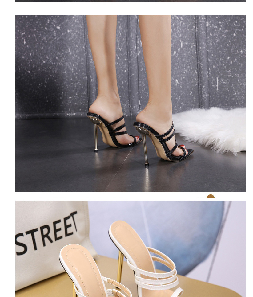 Fashion Gold Color Strap-on-toe Stiletto Slippers,Slippers