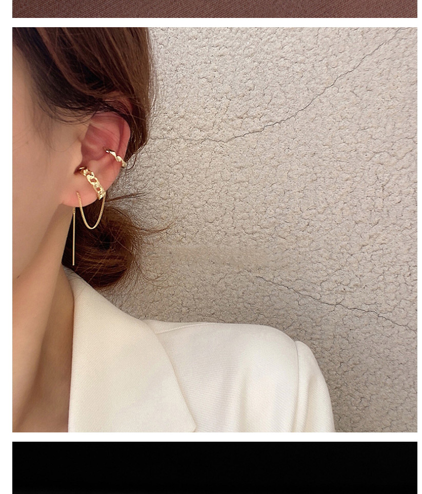 Fashion Real Gold Plating Pearl Ear Bone Clip (single) Long Chain Butterfly Geometric Ear Clamp Earrings,Clip & Cuff Earrings