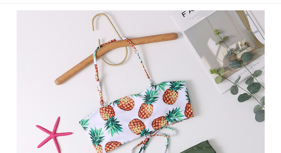 Fashion Printing Pineapple Print Row Rope High Waist Split Swimsuit,Bikini Sets