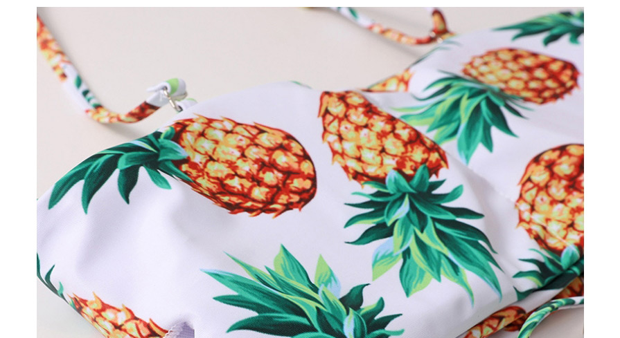 Fashion Printing Pineapple Print Row Rope High Waist Split Swimsuit,Bikini Sets