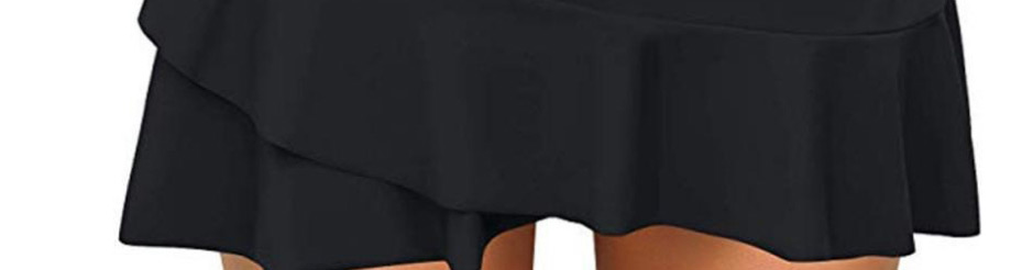 Fashion Black Skirt High Waist Stitching Cross Swimming Shorts,Swimwear Sets