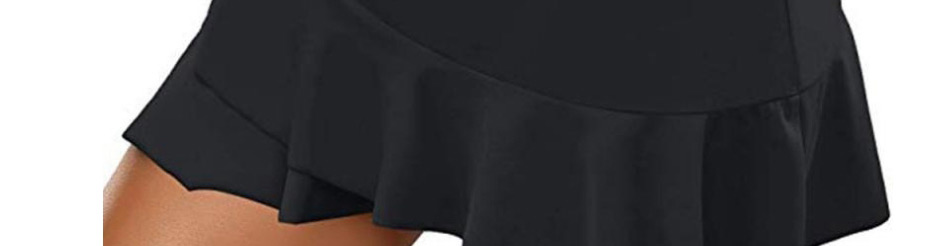 Fashion Black Skirt High Waist Stitching Cross Swimming Shorts,Swimwear Sets