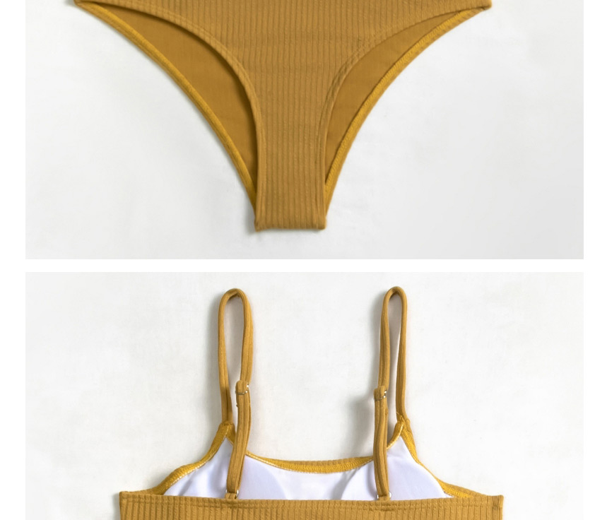 Fashion Ginger Vest Style High Waist Stitching Split Swimsuit,Bikini Sets