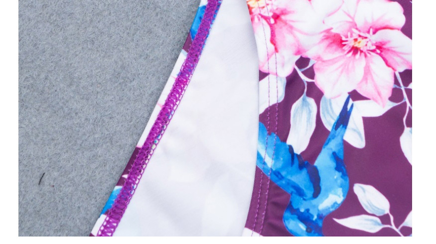 Fashion Printing One-shoulder Print Contrast Split Swimsuit,Bikini Sets