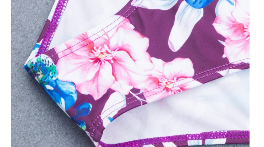 Fashion Printing One-shoulder Print Contrast Split Swimsuit,Bikini Sets