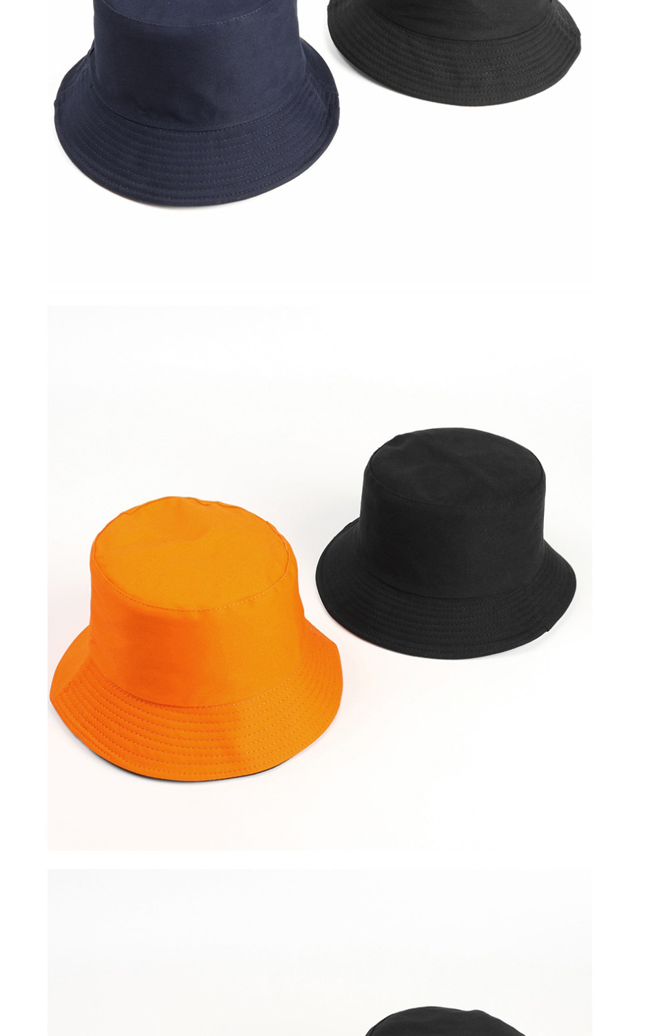 Fashion Beige Black-double-sided Wear Solid Color Double-sided Fisherman Hat,Beanies&Others