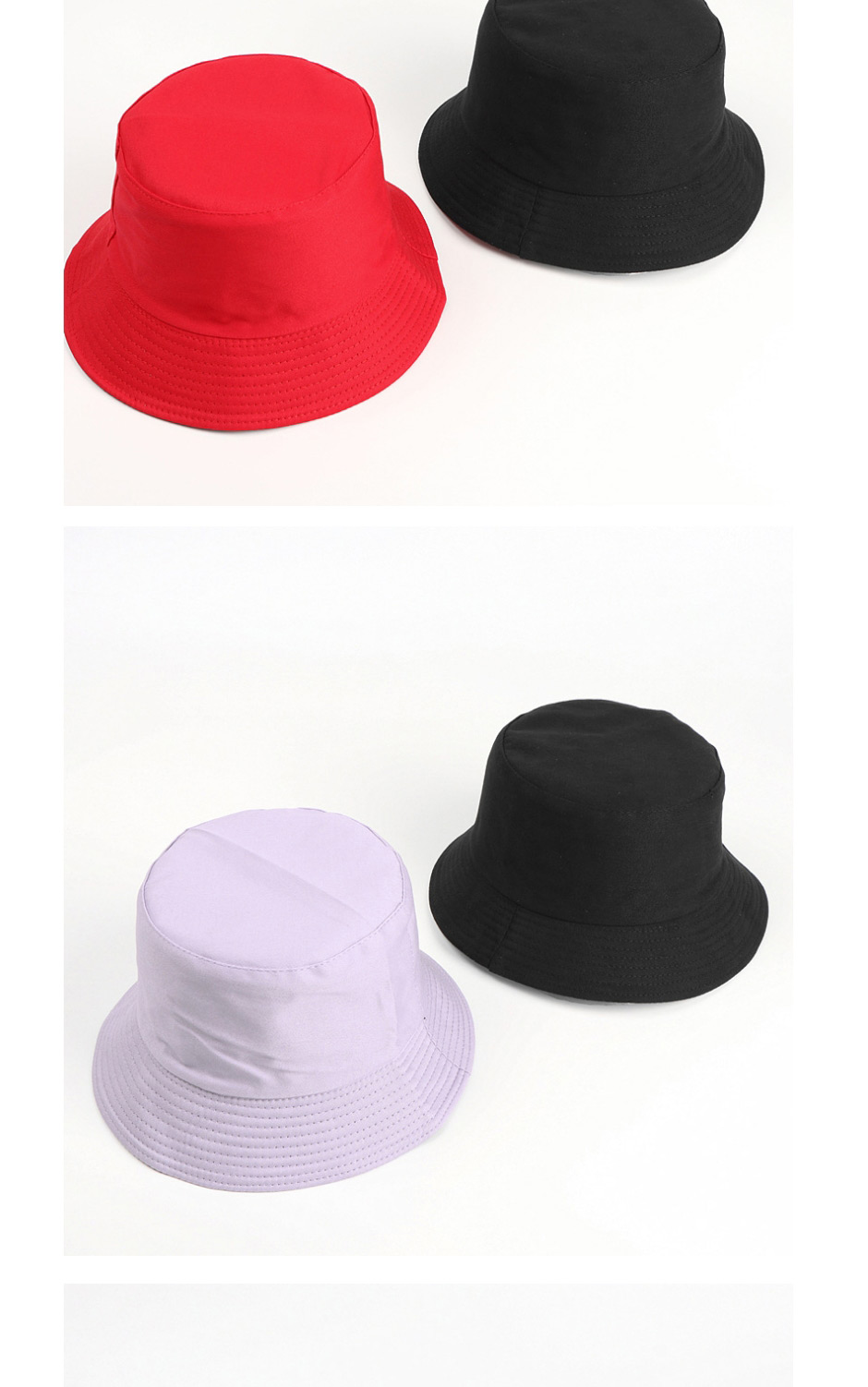 Fashion Lilac Black-double-sided Wear Solid Color Double-sided Fisherman Hat,Beanies&Others