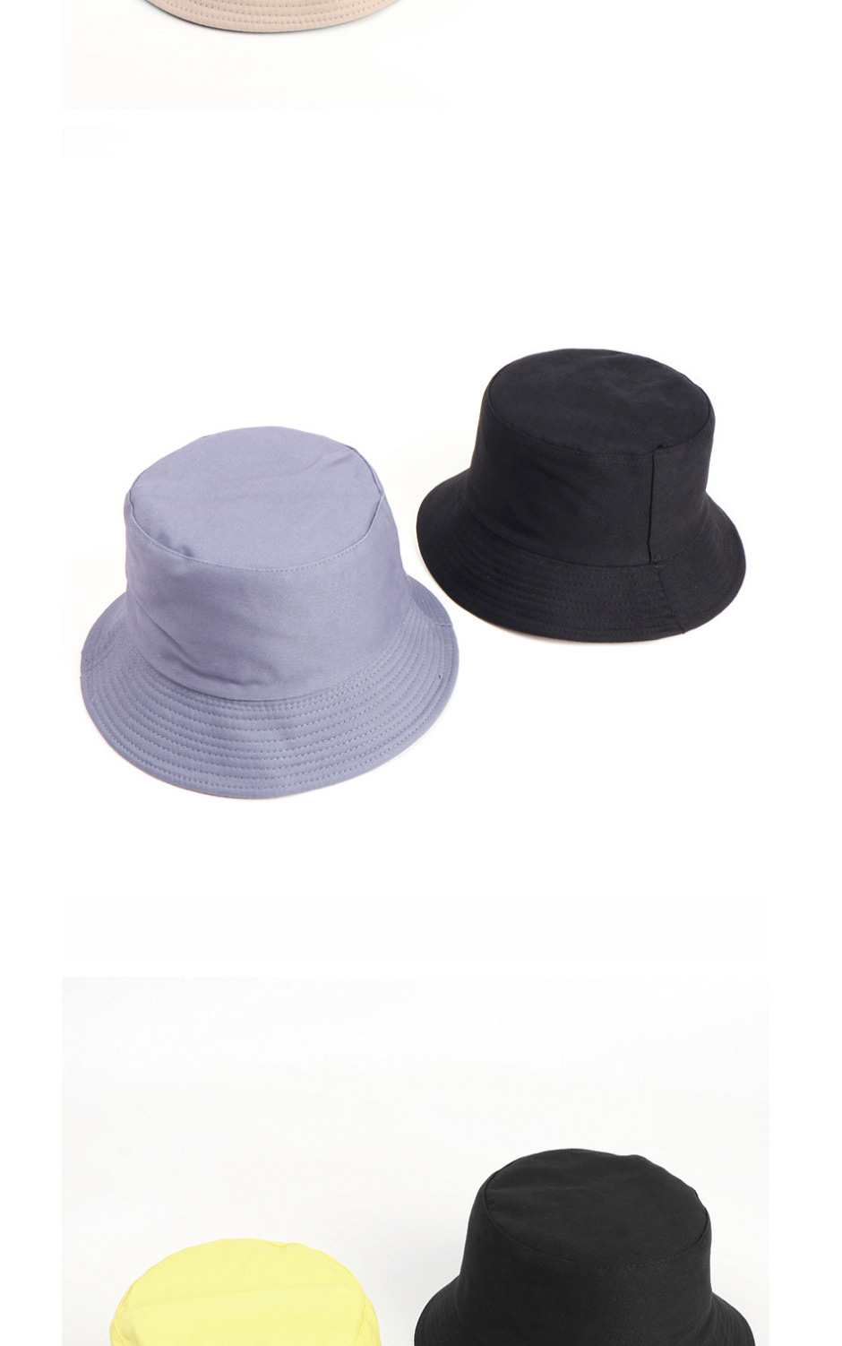 Fashion Blue Black-double-sided Wear Solid Color Double-sided Fisherman Hat,Beanies&Others