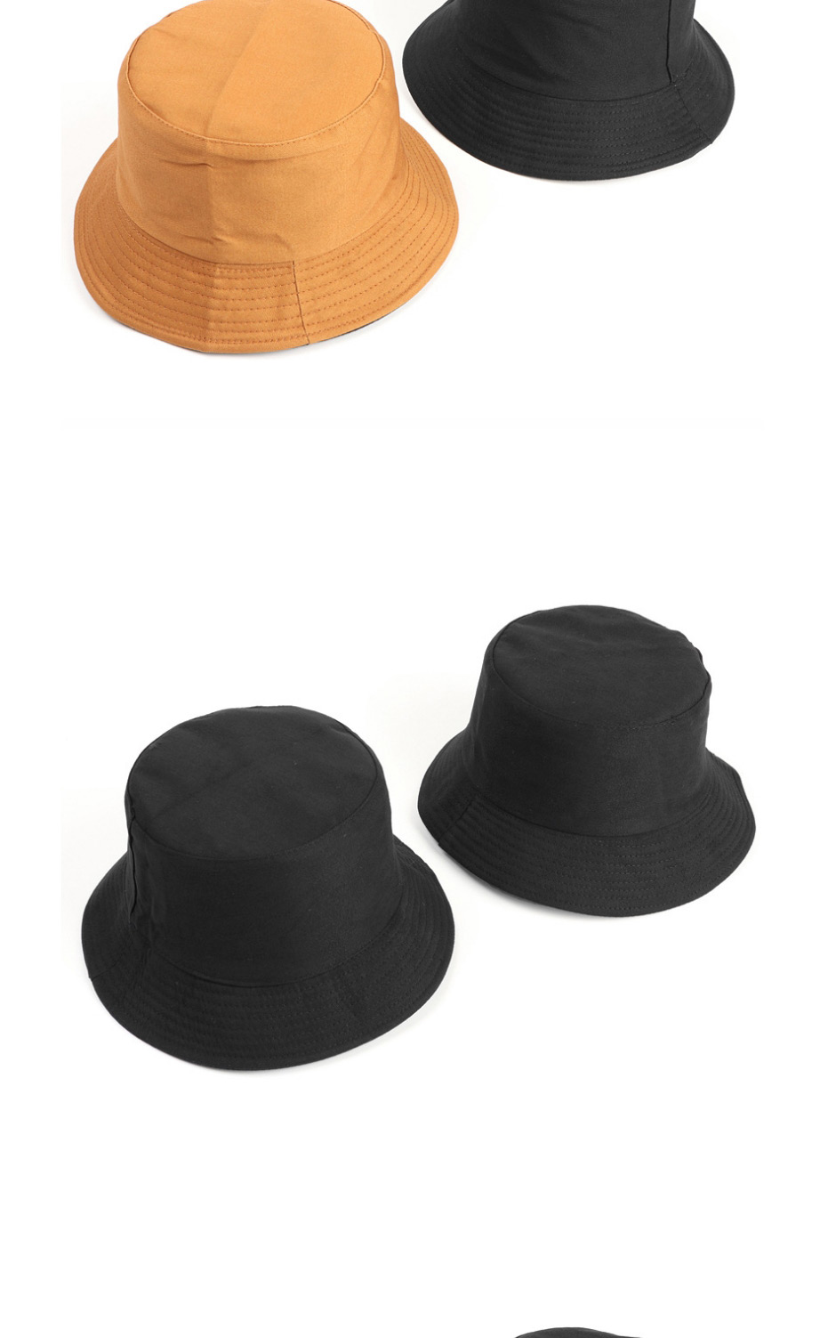 Fashion Khaki Black-double-sided Wear Solid Color Double-sided Fisherman Hat,Beanies&Others