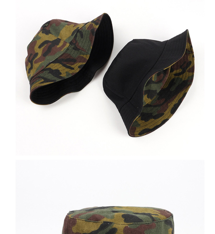 Fashion Canvas Camouflage Double-sided Camouflage Flat-top Fisherman Hat,Beanies&Others
