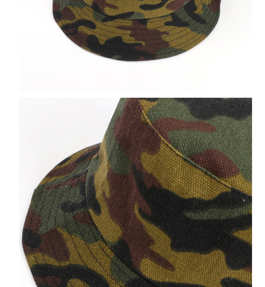 Fashion Polyester Cotton Green Camouflage Double-sided Camouflage Flat-top Fisherman Hat,Beanies&Others
