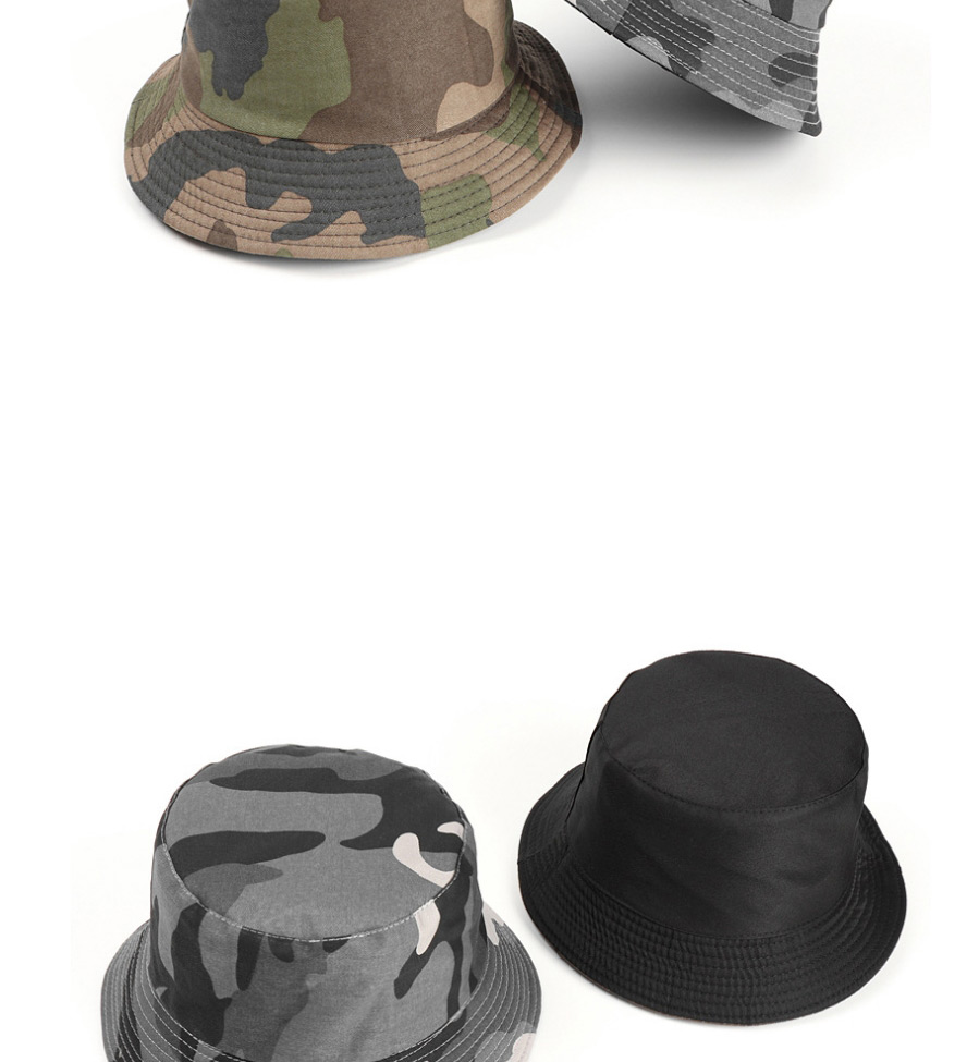 Fashion Polyester Cotton Green Camouflage Double-sided Camouflage Flat-top Fisherman Hat,Beanies&Others