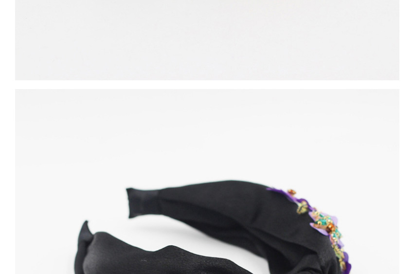 Fashion Black Fabric Flower Diamond-studded And Knotted Broad-brimmed Headband,Head Band