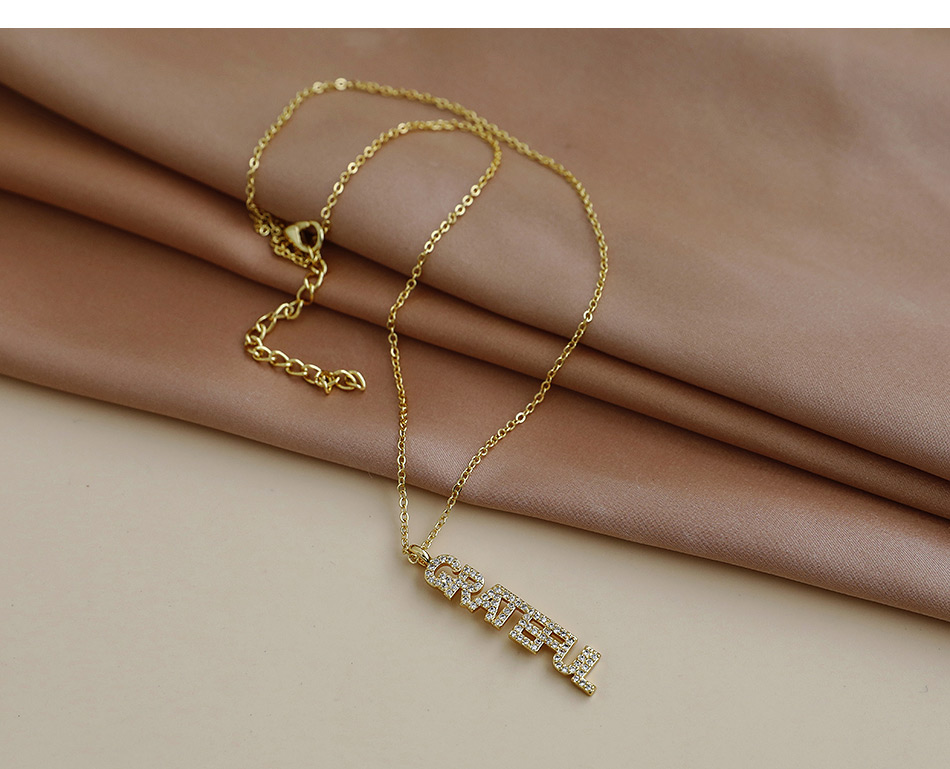 Fashion Dream Gold Color Copper Inlaid Zircon Chain Letter Necklace,Necklaces