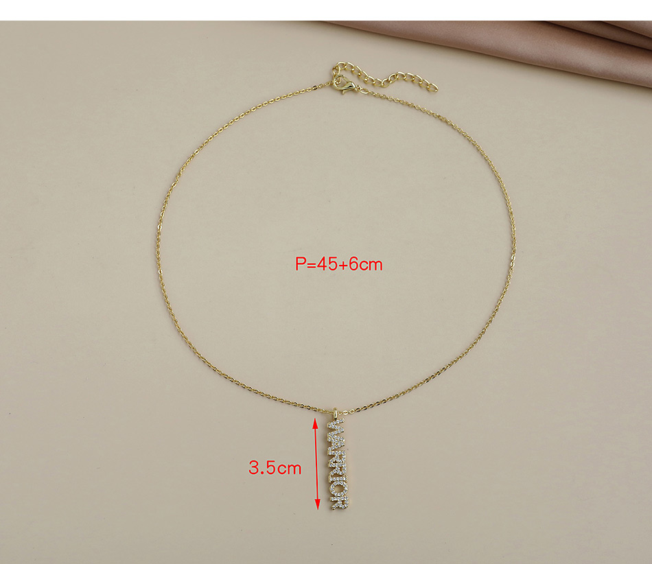 Fashion Grateful Gold Color Copper Inlaid Zircon Chain Letter Necklace,Necklaces