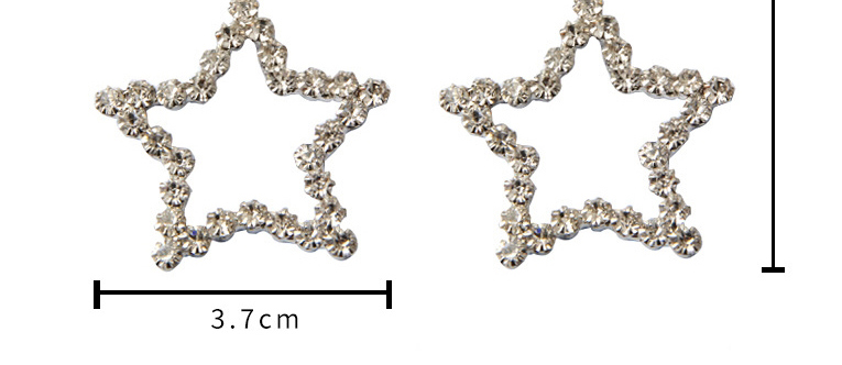 Fashion Five-pointed Star Diamond Five-pointed Star Alloy Hollow Earrings,Hoop Earrings