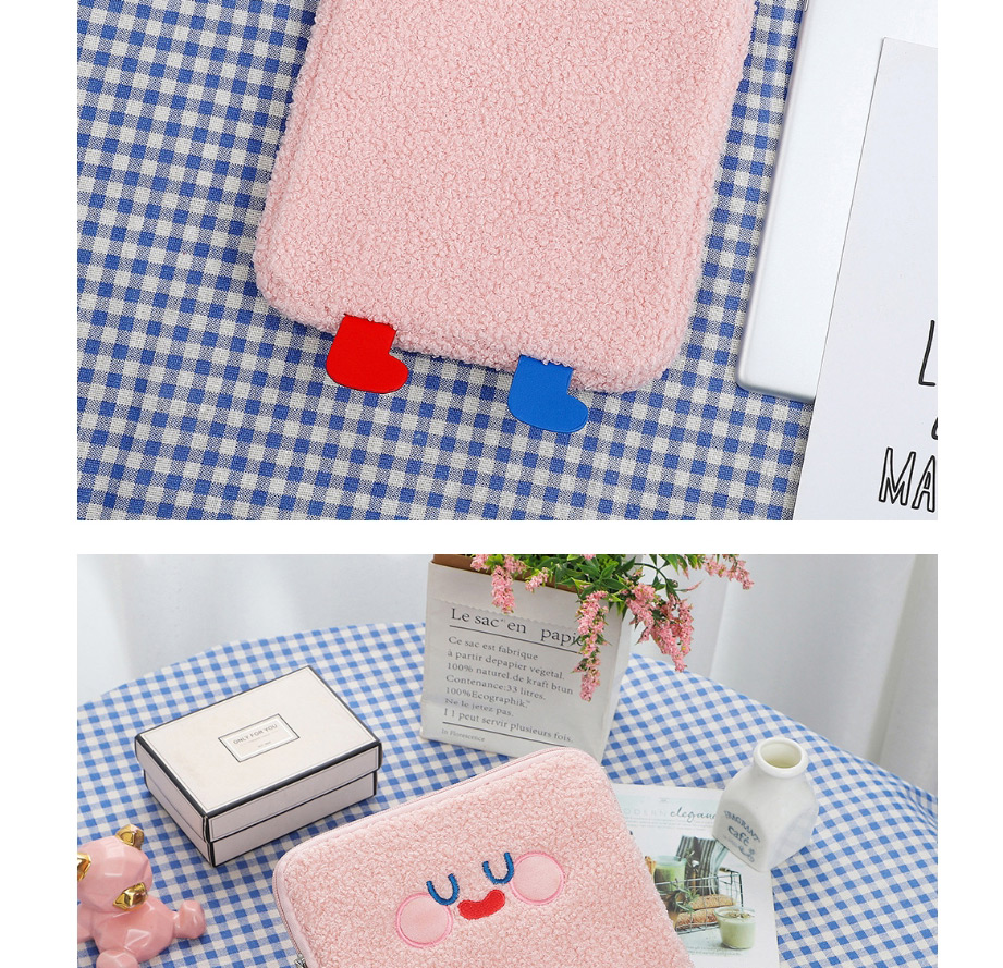 Fashion Creamy-white Student Plush Big Eyes Tablet Bag 11 Inch 10.5 Inch 9.7 Inch Liner,Other Creative Stationery
