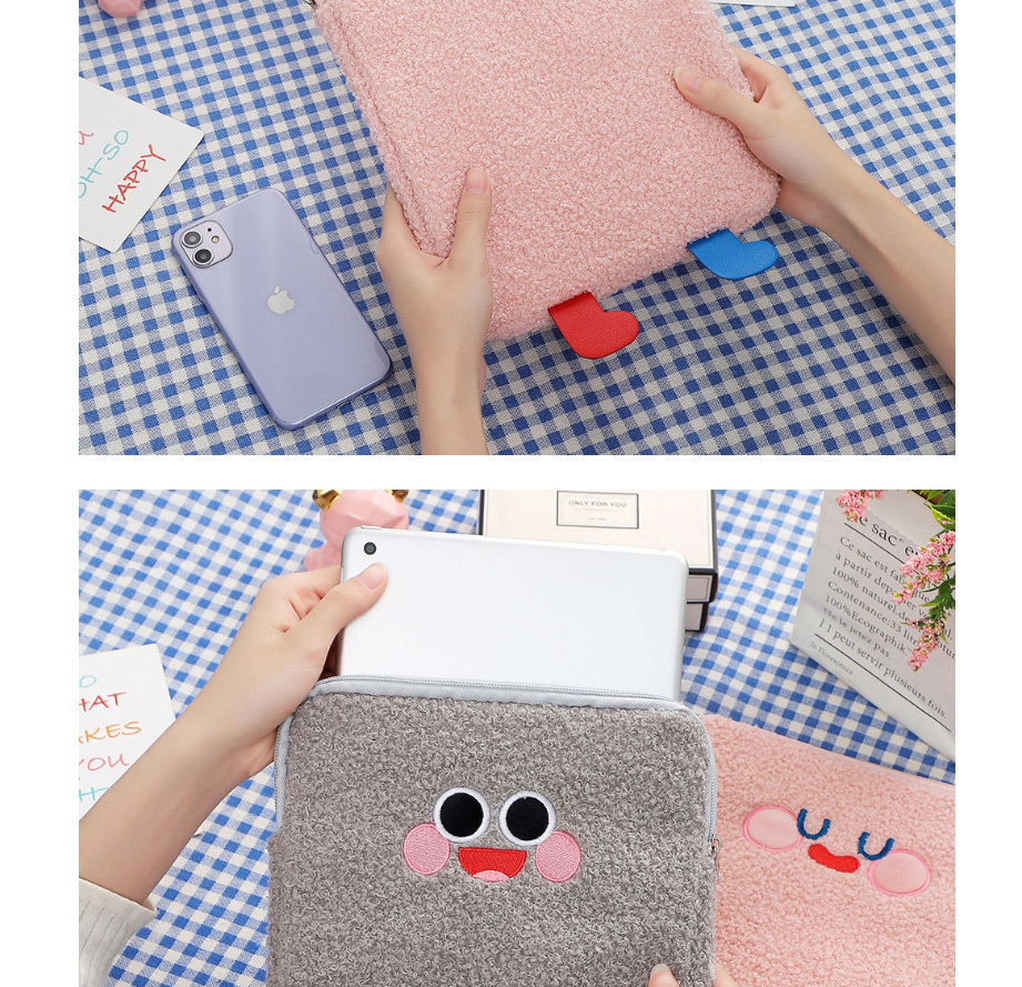 Fashion Creamy-white Student Plush Big Eyes Tablet Bag 11 Inch 10.5 Inch 9.7 Inch Liner,Other Creative Stationery