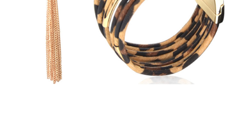 Fashion Four Leaf Clover Leopard Print Tassel Geometric Earrings Necklace Bracelet,Jewelry Sets