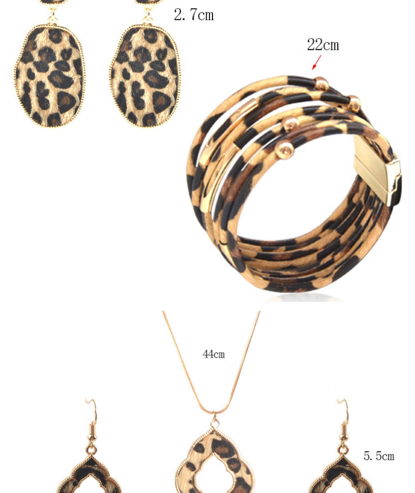 Fashion Combination 9 Leopard Print Resin Geometric Print Earrings Bracelet Necklace,Jewelry Sets