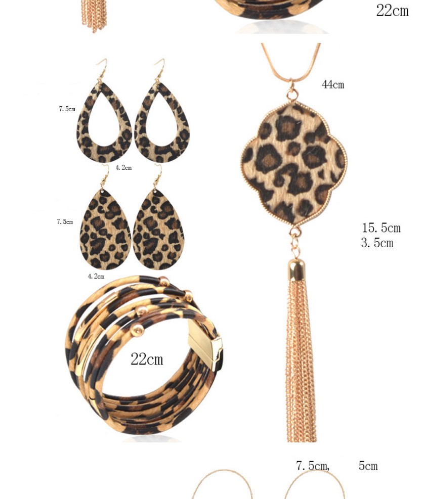 Fashion Combination 12 Leopard Print Resin Geometric Print Earrings Bracelet Necklace,Jewelry Sets