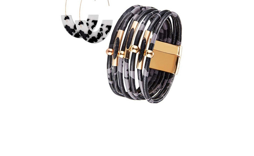 Fashion Metal Earrings And Bracelet Leopard Print Resin Geometric Bracelet Earrings,Jewelry Sets