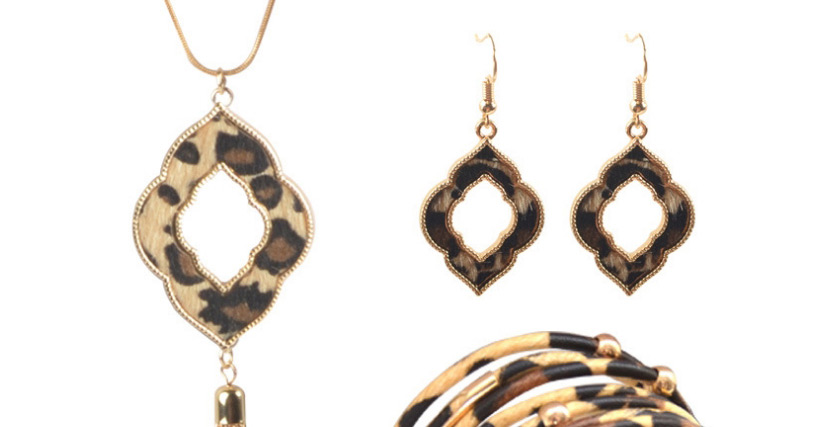 Fashion Leopard Print Suit Leopard Print Geometric Alloy Earrings Necklace Bracelet,Jewelry Sets