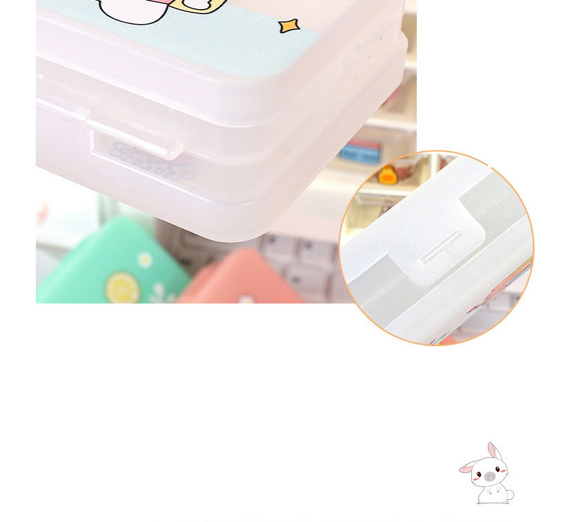Fashion Double-layer Stationery Box-pink Airplane Rabbit Large Capacity Transparent Double Layer Frosted Stationery Box,Pencil Case/Paper Bags