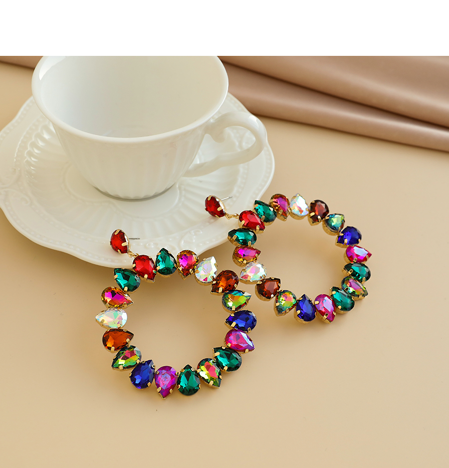 Fashion Color Alloy Diamond Round Earrings,Drop Earrings