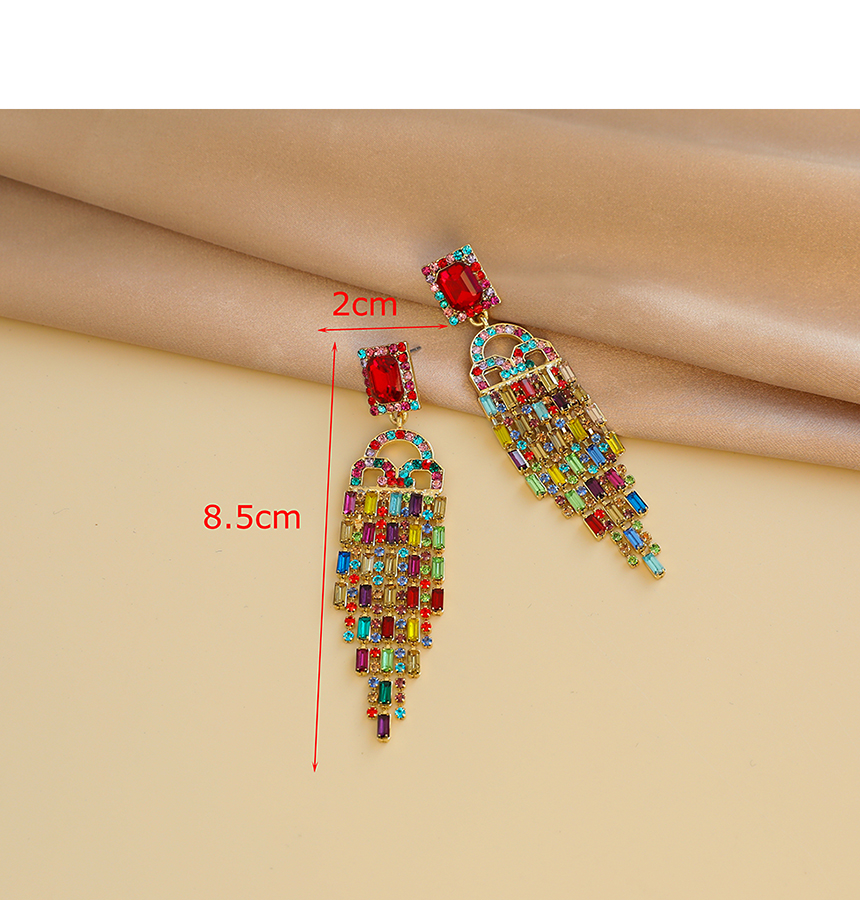 Fashion Color Alloy Diamond Tassel Stud Earrings,Drop Earrings