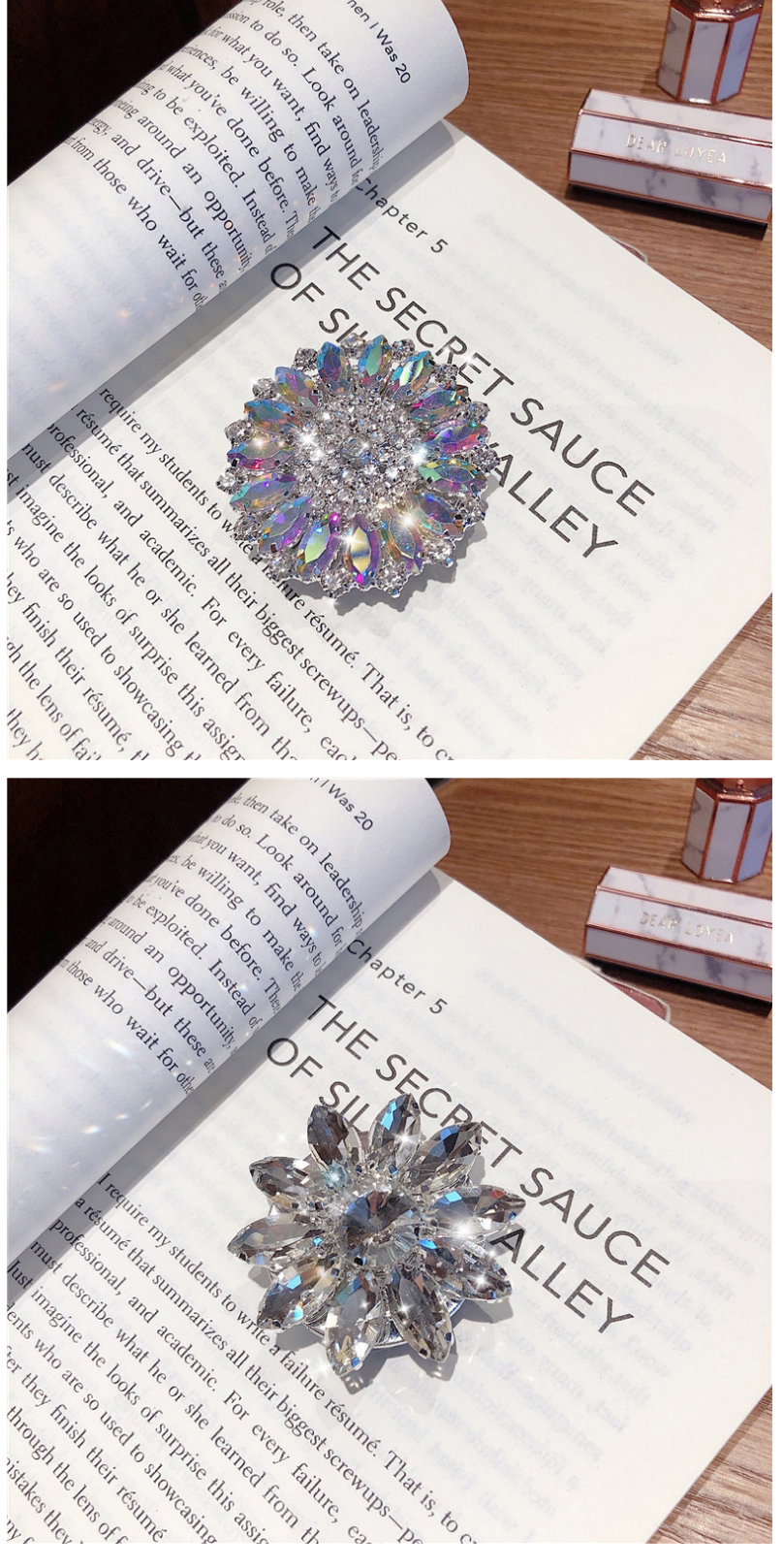 Fashion No. 3 Colorful Full Diamond-silver Color Bottom Jeweled Cubic Crystal Stand Ring Clasp,Phone Hlder