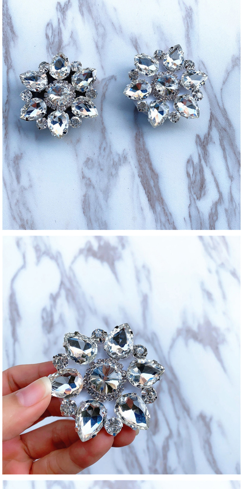 Fashion Square No. 4-silver Color Bottom Jeweled Cubic Crystal Stand Ring Clasp,Phone Hlder