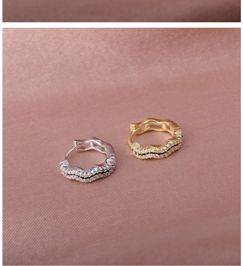 Fashion Gold Color 2# Irregular Micro-inlaid Zircon Geometric Alloy Earrings,Hoop Earrings