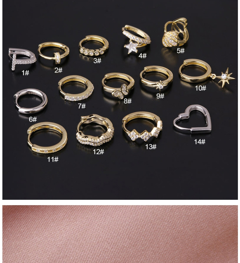 Fashion Gold Color 13# Irregular Micro-inlaid Zircon Geometric Alloy Earrings,Hoop Earrings