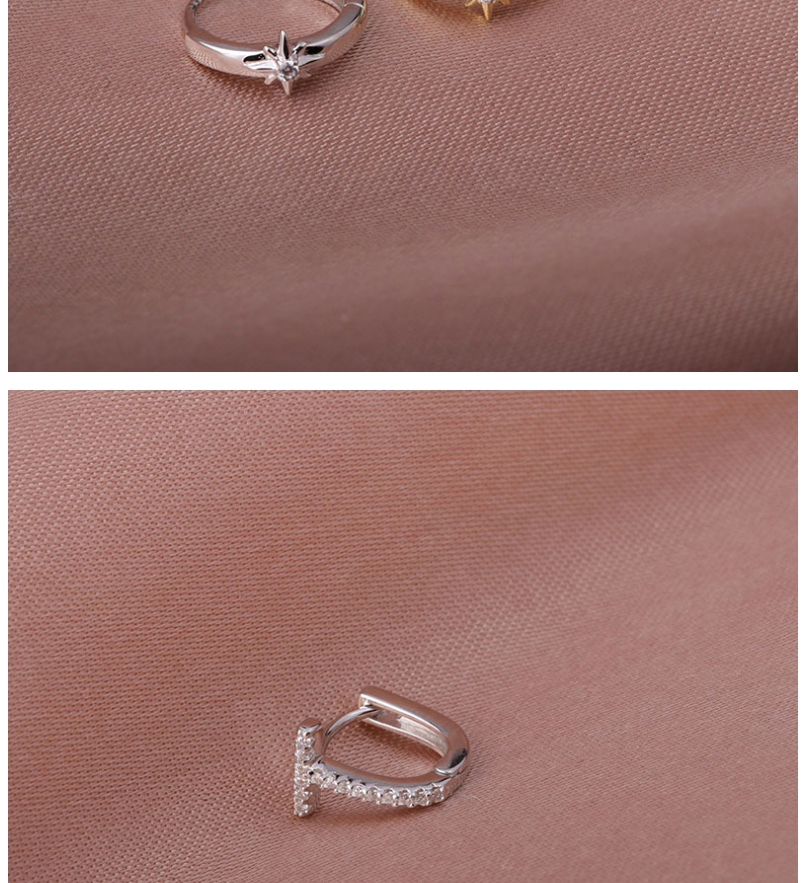 Fashion Silver Color 14# Irregular Micro-inlaid Zircon Geometric Alloy Earrings,Hoop Earrings