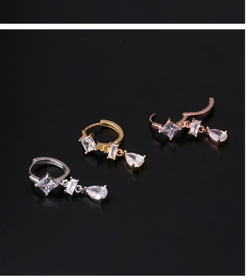 Fashion Silver Color 2# Geometric Irregular Gold-plated Copper Single Earring With Diamonds,Earrings