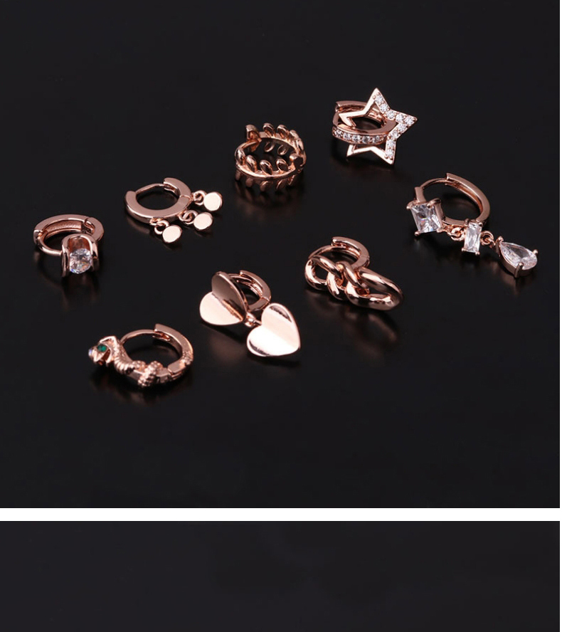 Fashion Silver Color 8# Geometric Irregular Gold-plated Copper Single Earring With Diamonds,Earrings